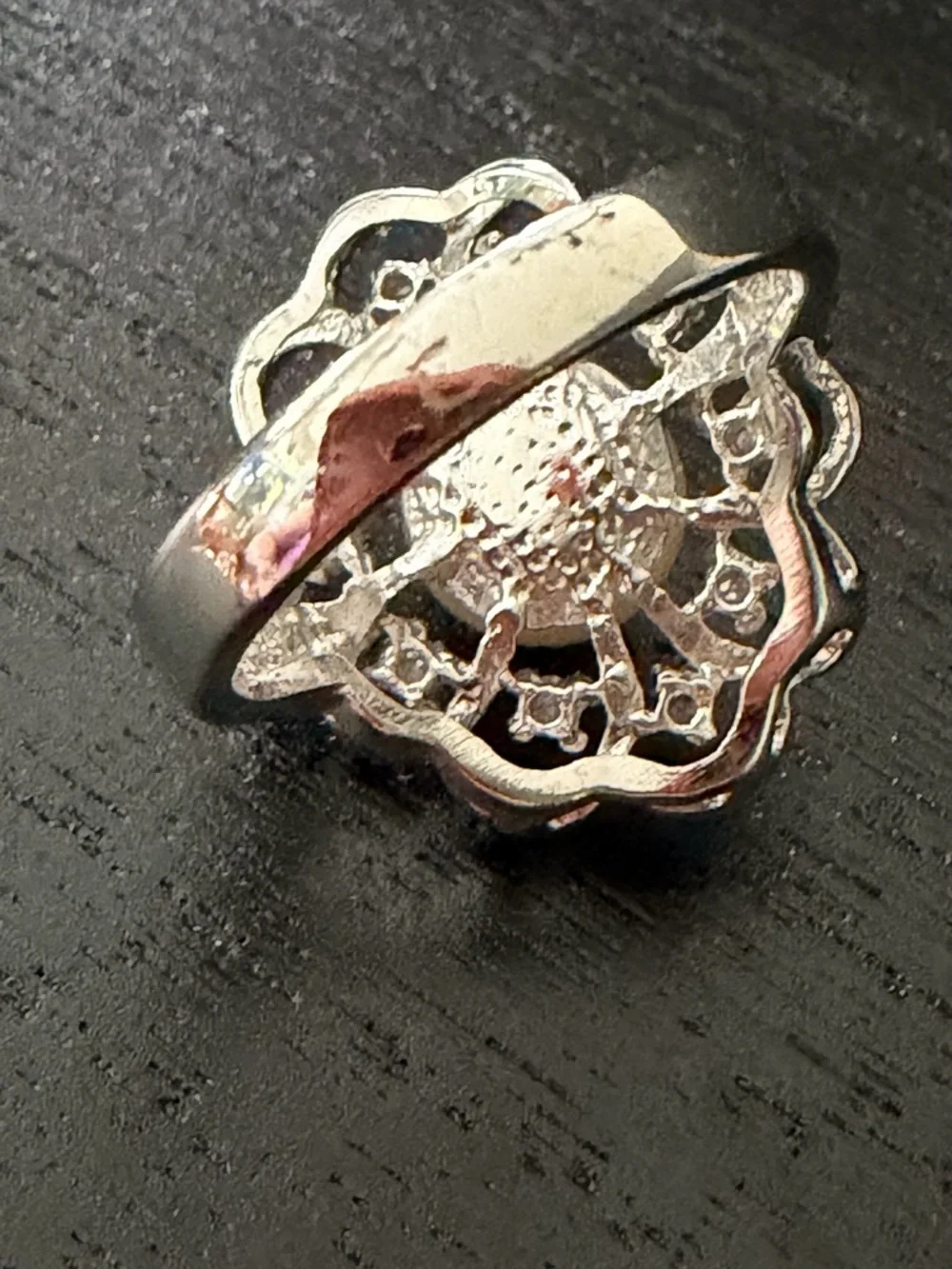Vintage-Inspired Pearl & Silver Floral Ring - Pearl White